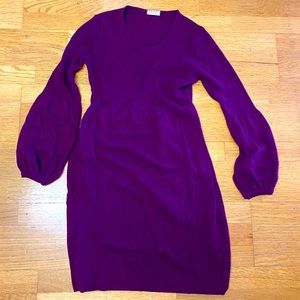 Pink Thomas Pink Maroon Merino Wool Cashmere balloon sleeve midi dress